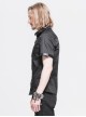 Punk Style Simple Pure Cotton Fabric Front Center Splicing Hot Air Bottom Metal Ring Buckle Design Black Daily Shirt