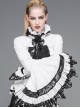 Gothic Style Gorgeous Solid Color Lace Splicing Trumpet Sleeve Ruffled White Cotton Lace Up Shirt