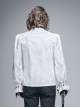 Gothic Style Elegant Shiny Jacquard With Three Dimensional Lace Rose Decoration White Mock Collar Long Sleeve Shirt