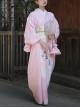 Japanese Style Simple Chrysanthemum Print Elegant Daily Cute Pink Bathrobe Kawaii Fashion Improved Kimono