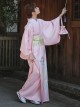 Japanese Style Simple Chrysanthemum Print Elegant Daily Cute Pink Bathrobe Kawaii Fashion Improved Kimono