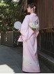 Japanese Style Simple Chrysanthemum Print Elegant Daily Cute Pink Bathrobe Kawaii Fashion Improved Kimono