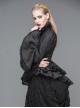 Gothic Style Gorgeous Jacquard Fabric Short Front And Long Back Ruffled Layered Lace Design Black Trumpet Sleeve Blouse