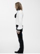 Gothic Style Simple Chiffon Fabric With Detachable Black Embroidered Lace Mock Collar White Ruffle Long Sleeve Shirt