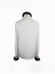 Gothic Style Simple Chiffon Fabric With Detachable Black Embroidered Lace Mock Collar White Ruffle Long Sleeve Shirt