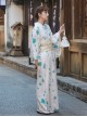 Japanese Style God Girl Green Chrysanthemum Sakura Print Cool Summer Elegant Bathrobe Kawaii Fashion Improved Kimono