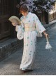 Japanese Style God Girl Green Chrysanthemum Sakura Print Cool Summer Elegant Bathrobe Kawaii Fashion Improved Kimono