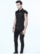 Punk Style Wild Twill Shoulders With Heat Sealed Backing Fabric Shoulder Pads Black Sleeveless Button Up Shirt