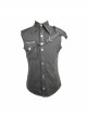 Punk Style Wild Twill Shoulders With Heat Sealed Backing Fabric Shoulder Pads Black Sleeveless Button Up Shirt