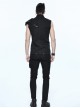 Punk Style Wild Twill Shoulders With Heat Sealed Backing Fabric Shoulder Pads Black Sleeveless Button Up Shirt