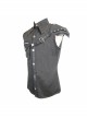 Punk Style Wild Twill Shoulders With Heat Sealed Backing Fabric Shoulder Pads Black Sleeveless Button Up Shirt