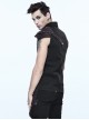 Punk Style Wild Twill Shoulders With Heat Sealed Backing Fabric Shoulder Pads Black And Brown Sleeveless Button Up Shirt