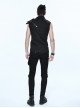 Punk Style Wild Twill Shoulders With Heat Sealed Backing Fabric Shoulder Pads Black And Brown Sleeveless Button Up Shirt