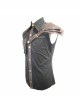 Punk Style Wild Twill Shoulders With Heat Sealed Backing Fabric Shoulder Pads Black And Brown Sleeveless Button Up Shirt