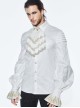 Gothic Style Exquisite Jacquard Fabric Gold Lace On The Front Cuffs White Lapel Pleated Long Sleeve Shirt