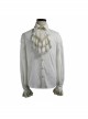 Gothic Style Exquisite Jacquard Fabric Gold Lace On The Front Cuffs White Lapel Pleated Long Sleeve Shirt