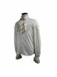 Gothic Style Exquisite Jacquard Fabric Gold Lace On The Front Cuffs White Lapel Pleated Long Sleeve Shirt