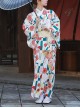 Gorgeous Chrysanthemum Sakura Blocks Print Japanese Style Elegant Bathrobe Kawaii Fashion Improved Kimono