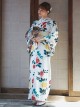 Japanese Style Elegant Gorgeous Classical Flowers Botanical Print Bathrobe Kawaii Fashion Improved Kimono