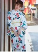 Japanese Style Elegant Gorgeous Classical Flowers Botanical Print Bathrobe Kawaii Fashion Improved Kimono