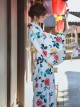 Japanese Style Elegant Gorgeous Classical Flowers Botanical Print Bathrobe Kawaii Fashion Improved Kimono