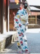 Japanese Style Elegant Gorgeous Classical Flowers Botanical Print Bathrobe Kawaii Fashion Improved Kimono