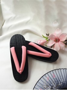 Japanese Style Versatile Kawaii Fashion Traditional Simple Elegant Round Toe Thick Bottom Clogs Flip Flops