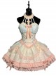 Cross Girl Series Off Shoulder High Waist Elegant Ballet Bowknot Ruffles Sweet Lolita Halter Neck Dress