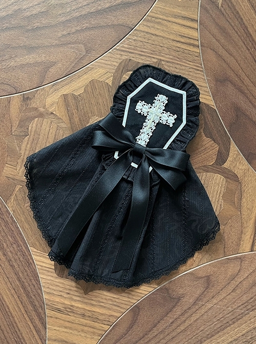 Cross Girl Series Metal 3D Embroidery Cross Decoration Bowknot Ruffles Lace Mesh Yarn Sweet Lolita Hairpin