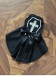 Cross Girl Series Metal 3D Embroidery Cross Decoration Bowknot Ruffles Lace Mesh Yarn Sweet Lolita Hairpin