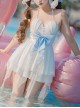 Mermaid Princess Series Kawaii Fashion White Halter Neck Suspender Shell Tube Top Bowknot One-Piece Swimsuit