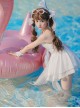 Mermaid Princess Series Kawaii Fashion White Halter Neck Suspender Shell Tube Top Bowknot One-Piece Swimsuit