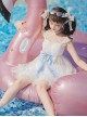 Mermaid Princess Series Kawaii Fashion White Halter Neck Suspender Sweet Tulle Skirt Bowknot Two-Piece Swimsuit