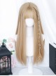 Versatile Sweet Light Golden Cute Flat Bangs Long Straight Hair Blond Classic Lolita Full-Head Wig