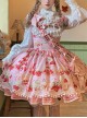 Mint Strawberry Series Cute Gorgeous Retro Strawberry Cake Biscuit Dessert Print Sweet Lolita Suspender Dress