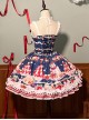 Mint Strawberry Series Cute Gorgeous Retro Strawberry Cake Biscuit Dessert Print Sweet Lolita Suspender Dress