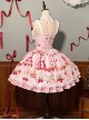 Mint Strawberry Series Cute Gorgeous Retro Strawberry Cake Biscuit Dessert Print Sweet Lolita Suspender Dress