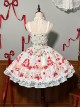 Mint Strawberry Series Cute Gorgeous Retro Strawberry Cake Biscuit Dessert Print Sweet Lolita Suspender Dress