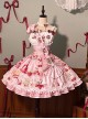 Mint Strawberry Series Cute Gorgeous Retro Strawberry Cake Biscuit Dessert Print Sweet Lolita Suspender Dress