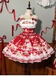 Mint Strawberry Series Cute Gorgeous Retro Strawberry Cake Biscuit Dessert Print Sweet Lolita Suspender Dress