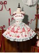 Mint Strawberry Series Cute Gorgeous Retro Strawberry Cake Biscuit Dessert Print Sweet Lolita Suspender Dress