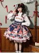 Mint Strawberry Series Cute Gorgeous Retro Strawberry Cake Biscuit Dessert Print Sweet Lolita Suspender Dress