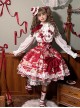 Mint Strawberry Series Cute Gorgeous Retro Strawberry Cake Biscuit Dessert Print Sweet Lolita Suspender Dress