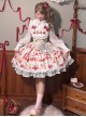 Mint Strawberry Series Cute Gorgeous Retro Strawberry Cake Biscuit Dessert Print Sweet Lolita Suspender Dress