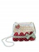 Mint Strawberry Series Cream Strawberry Heart Embroidery Ribbon Bowknot House Sweet Lolita Crossbody Pearl Chain Bag