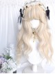 Alice'S Cat Series Cute Daily Light Gold Wool Roll Long Curly Hair Flat Bangs Sweet Lolita Wig