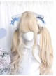 Alice'S Cat Series Cute Daily Light Gold Wool Roll Long Curly Hair Flat Bangs Sweet Lolita Wig