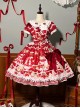 Mint Strawberry Series Cute Cream Strawberry Dessert Print Vintage Doll Collar Puff Sleeves Striped Ruffles Dress