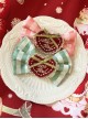 Mint Strawberry Series Sweet Lolita Cute Plaid Ribbon Bowknot Heart Shape Lace Embroidery Hairpin Side Clip