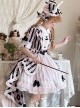 Weird Theater Series Circus Magician Cute Idol Stripe Lapel Bowknot Fake Two Pieces Sweet Lolita Dress Rabbit Hat